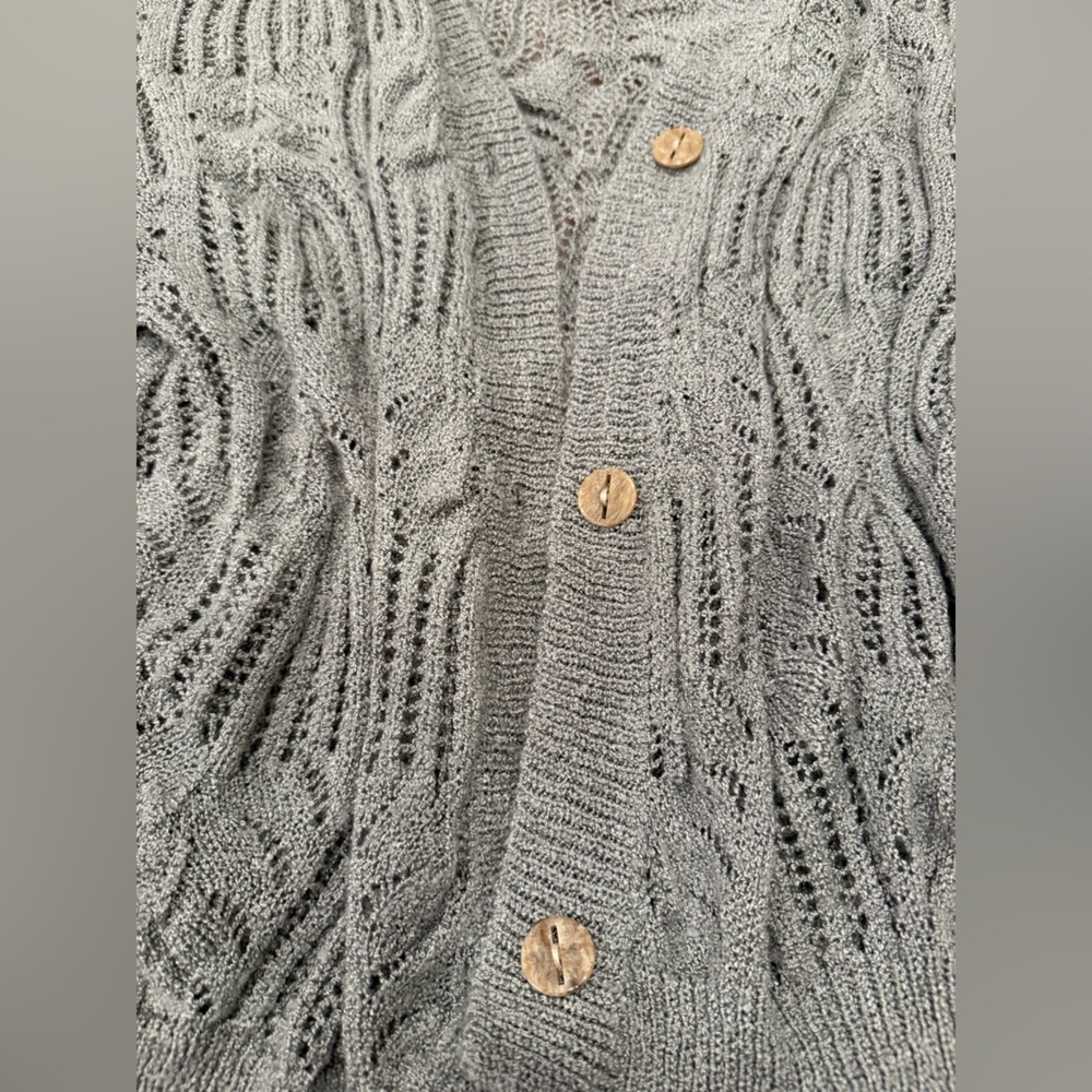 POL Grey Drapey Oversized Button Down Grandpa Cardigan-Size M - Picture 2 of 4